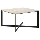 Orleans Furniture - Coaster - Tobin Square Marble Top Coffee Table White and Black - 707698